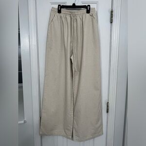 Commense NWOT poly linen blend elastic waist drawstring wide leg pants, M.